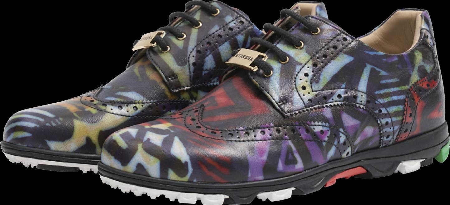 Picasso graphic patterned leather golf shoes