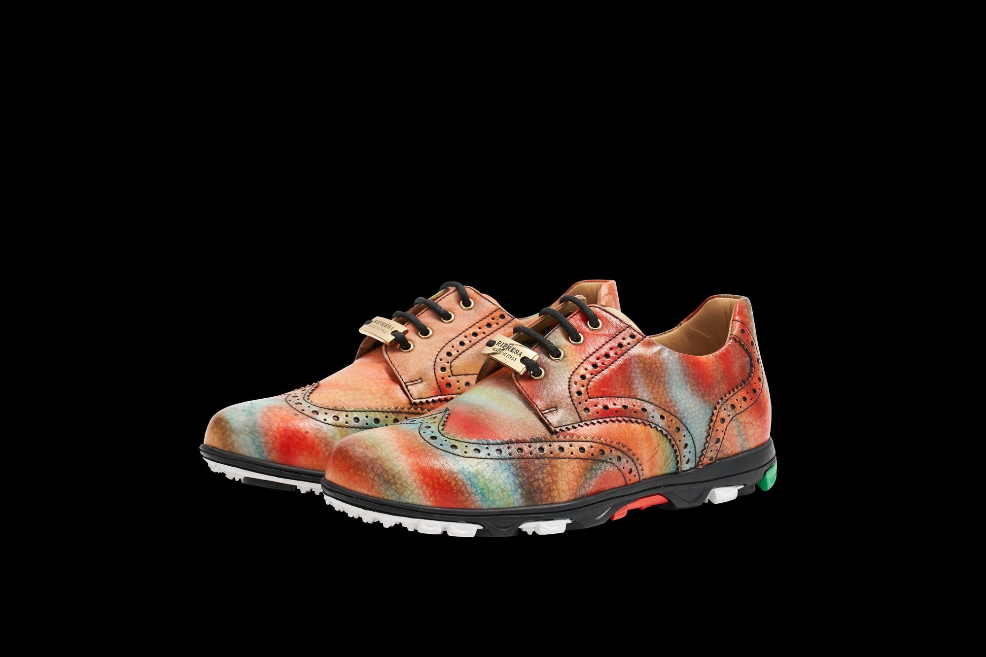 A pair of colourful RIPRESA ITALY leather golf shoes